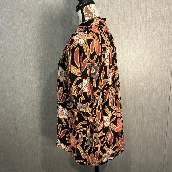 Christian Siriano Black and Orange Floral Blouse Size Large - Picture 9 of 12